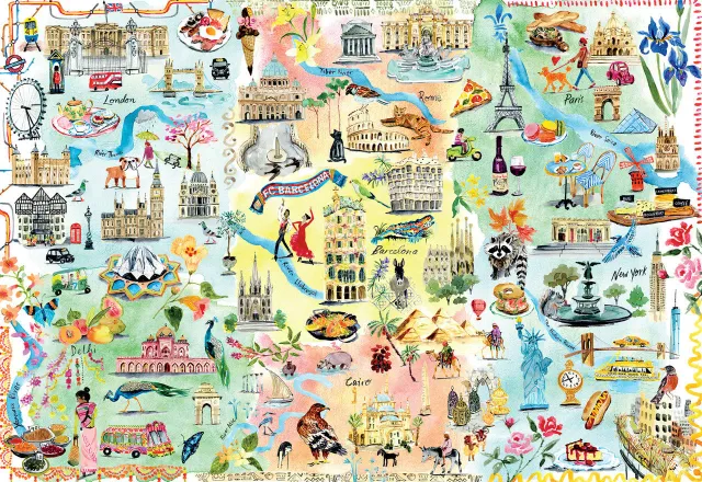 Buffalo Games Large City Map puslespil 2000 brikker verdenskort