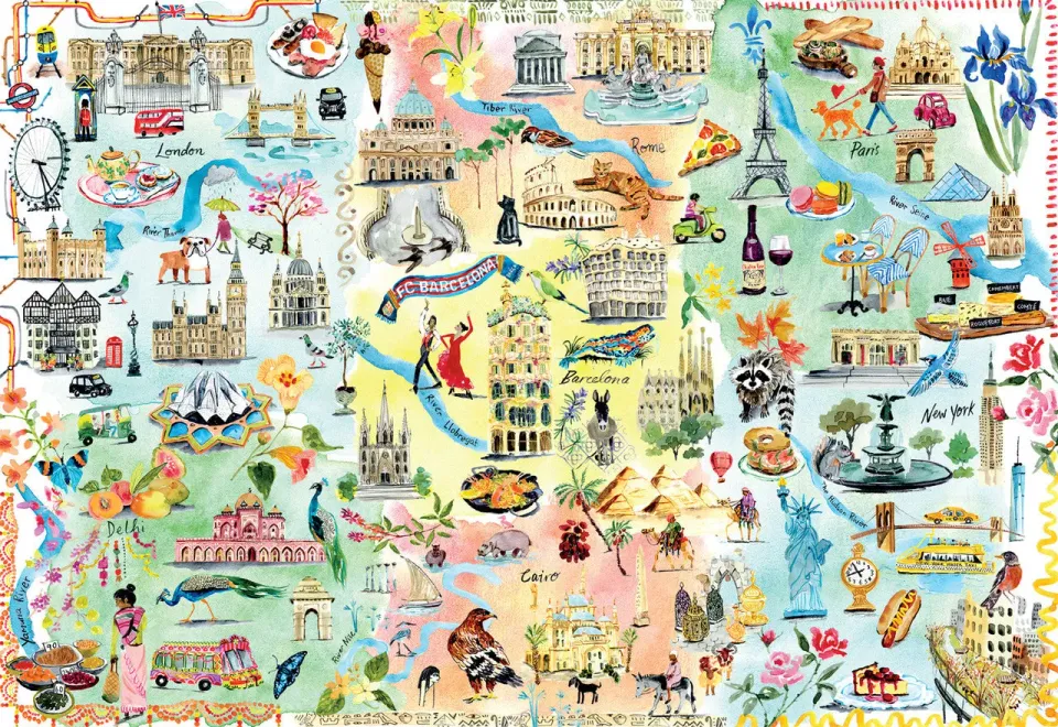 Buffalo Games Large City Map puslespil 2000 brikker verdenskort