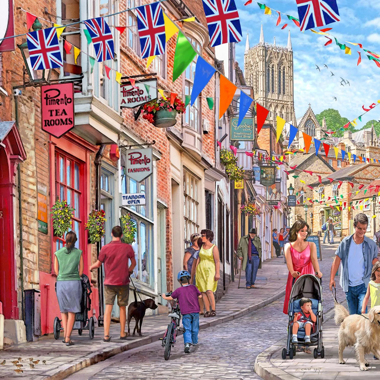 House of Puzzles Steep Hill puslespil 1000 brikker bymotiv