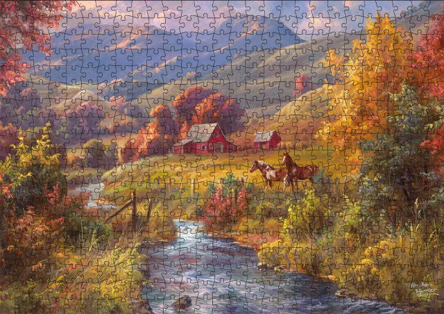 Buffalo Games Abraham Hunter Autumn Ripples puslespil 500 brikker heste