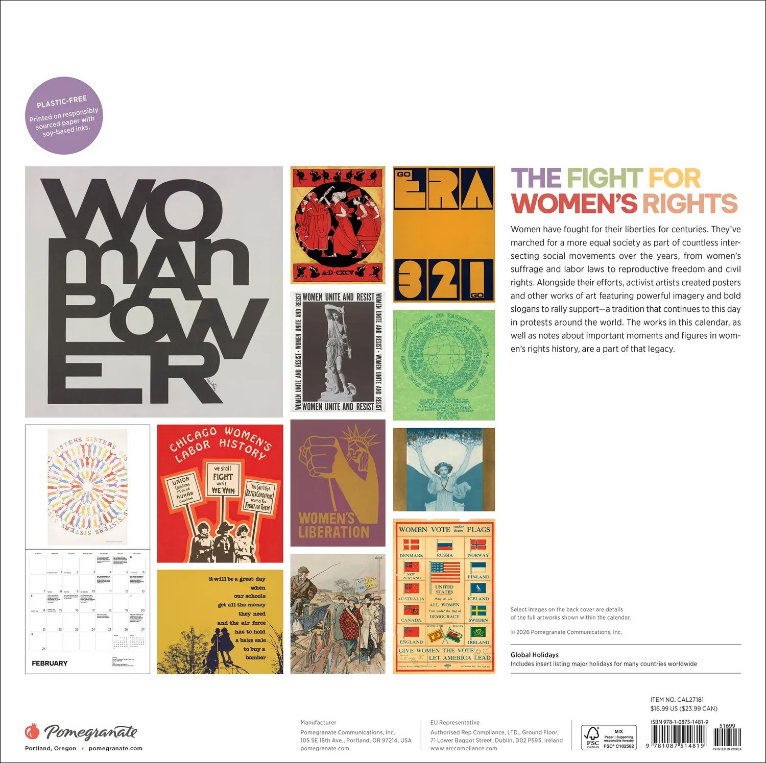 Pomegranate The Fight for Womens Rights 2027 vægkalender historie