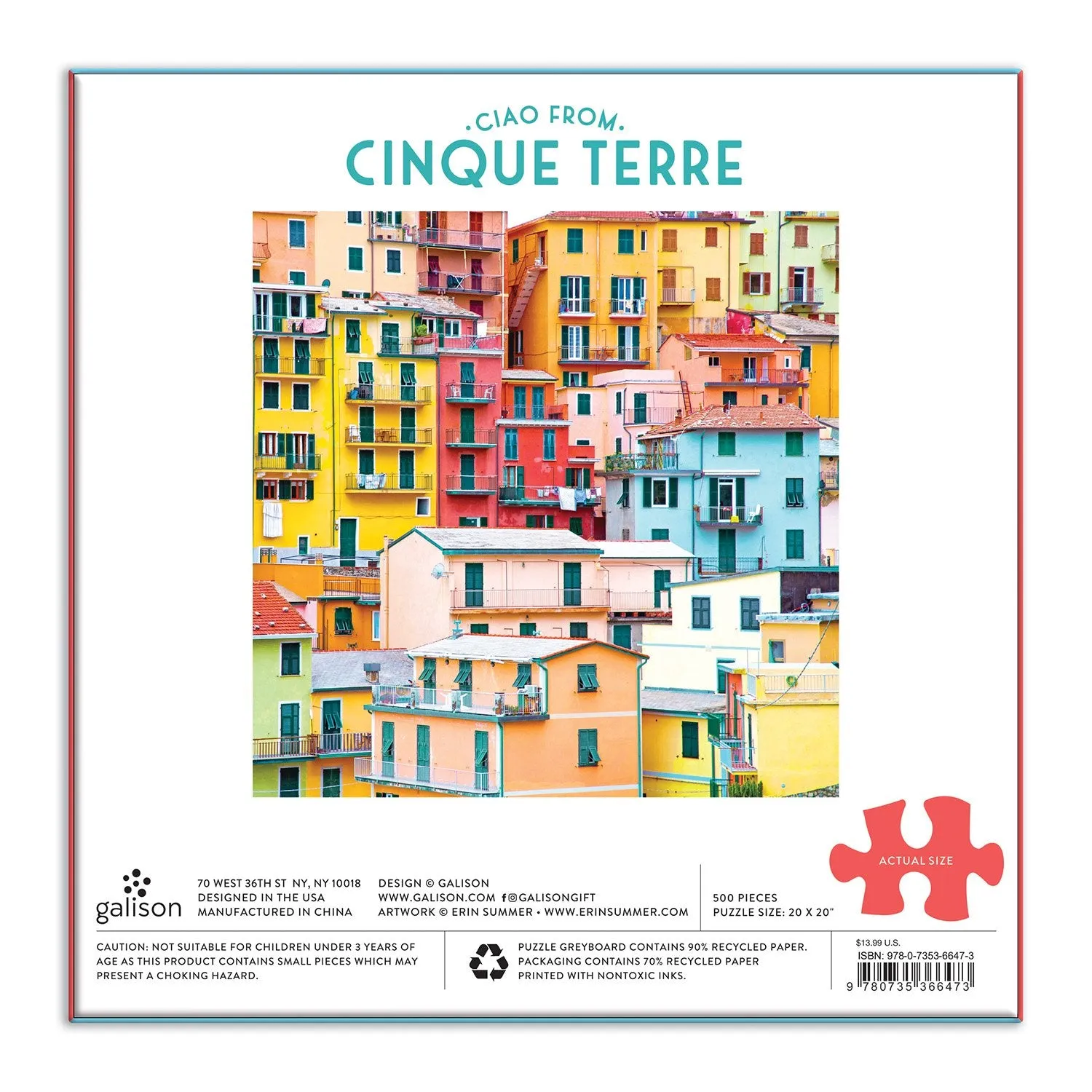 Galison Erin Summer Ciao Cinque Terre puslespil 500 brikker foto