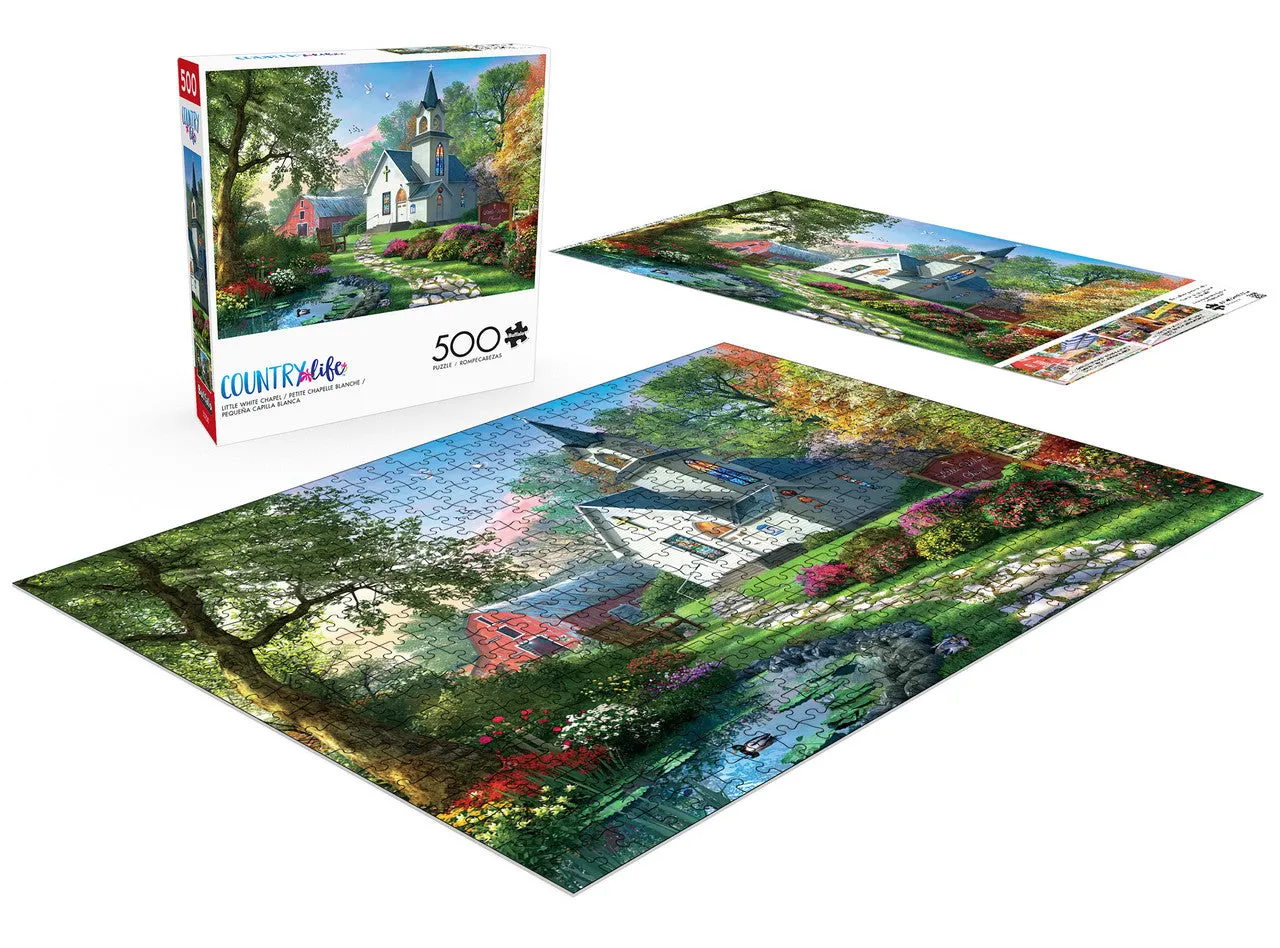 Buffalo Games Country Life Little White Chapel puslespil 500 brikker kapel
