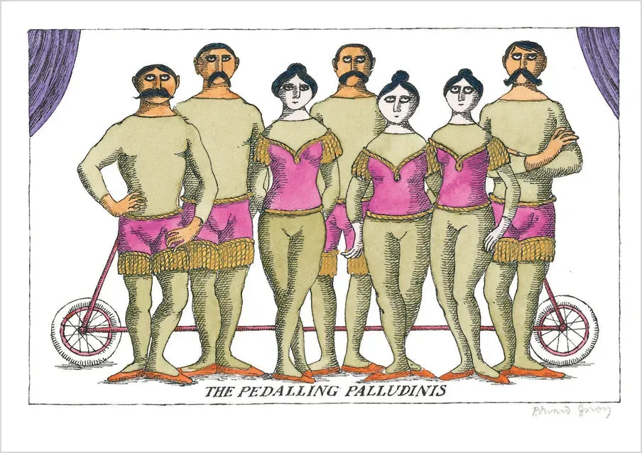 Pomegranate Edward Gorey The Pedalling Palludinis postkort
