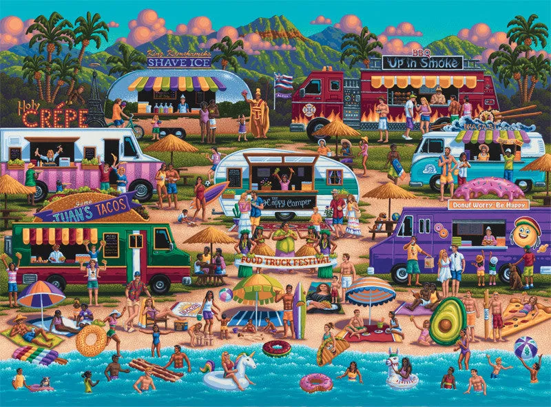 Buffalo Games Pun Fuzzles Hawaiian Food Truck puslespil 1000 brikker