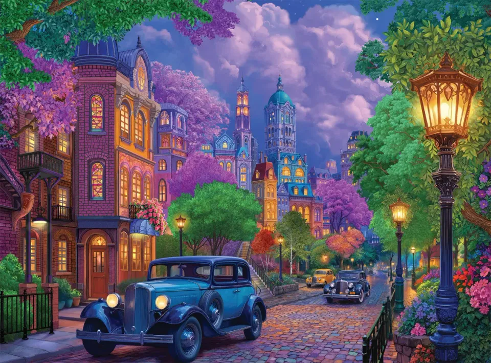 Buffalo Games Night Day City at Dusk puslespil 1000 biler