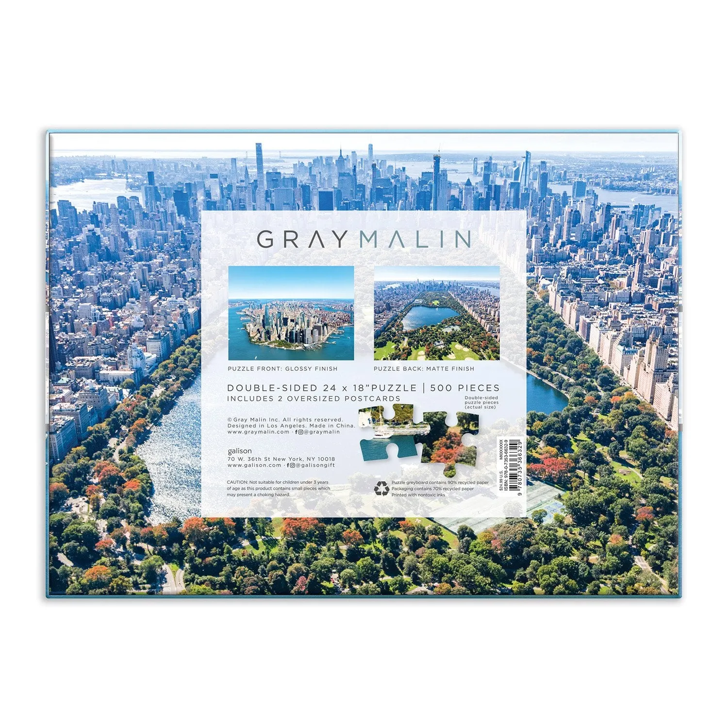 Good Puzzle Co. Gray Malin New York City puslespil 500 brikker dobbeltsidet