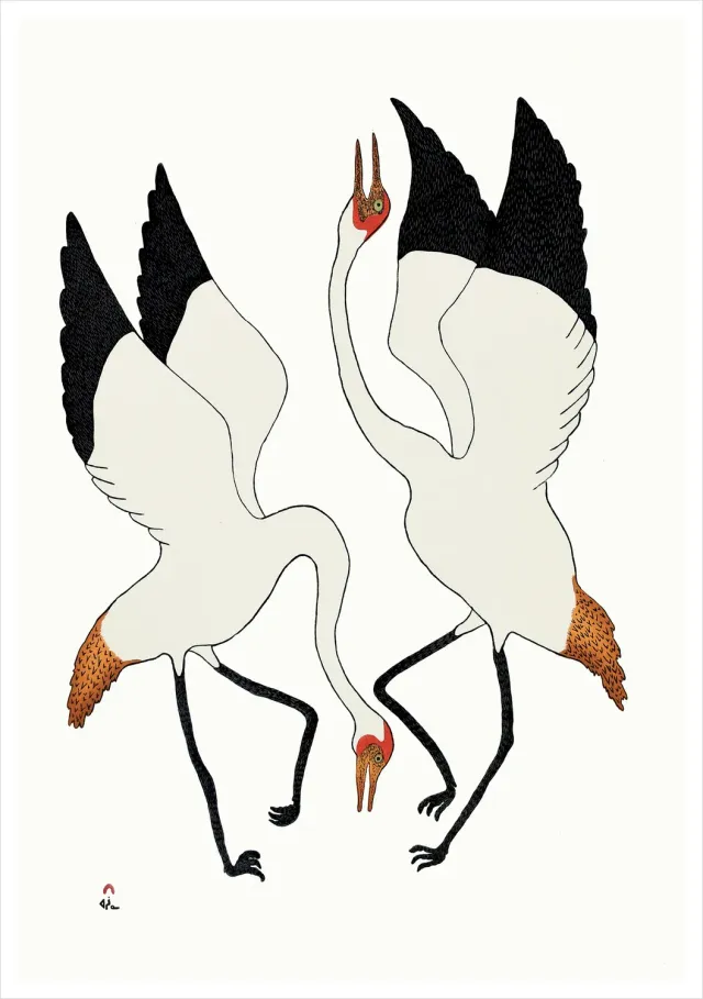 Pomegranate Quvianaqtuk Pudlat Dancing Cranes fødselsdagskort