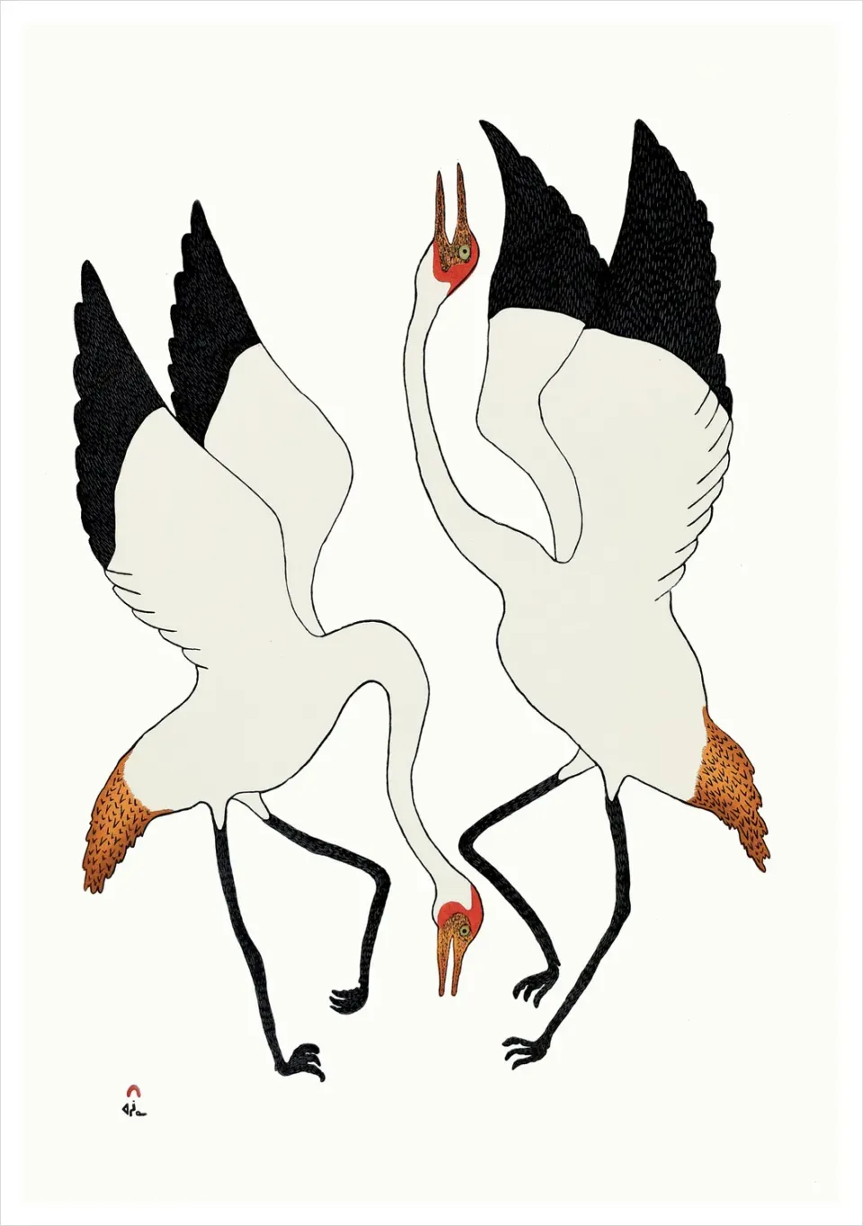 Pomegranate Quvianaqtuk Pudlat Dancing Cranes fødselsdagskort