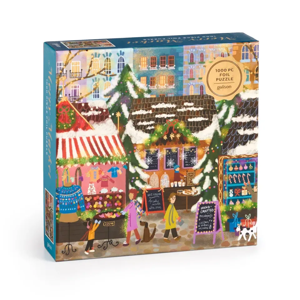 Galison Joy Laforme Merry Market puslespil 1000 brikker guld folie