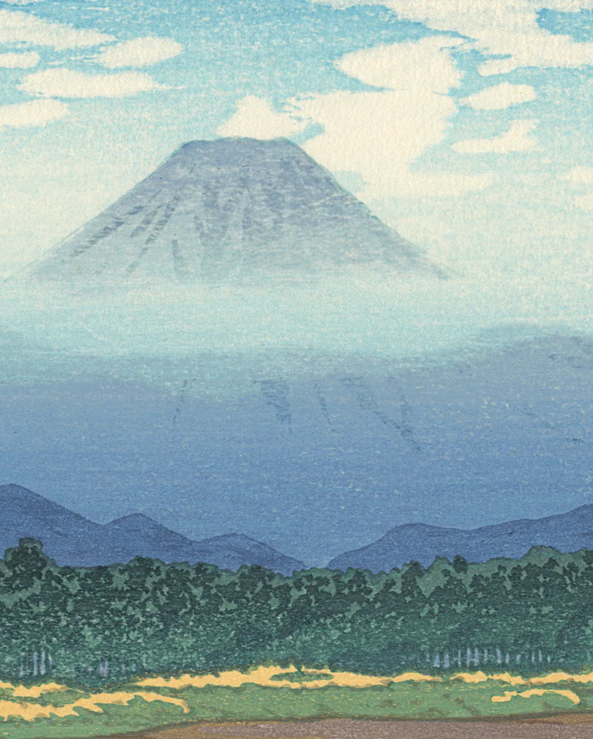 Pomegranate Kawase Hasui Mt. Fuji Seen from the River Banyu bogmærke