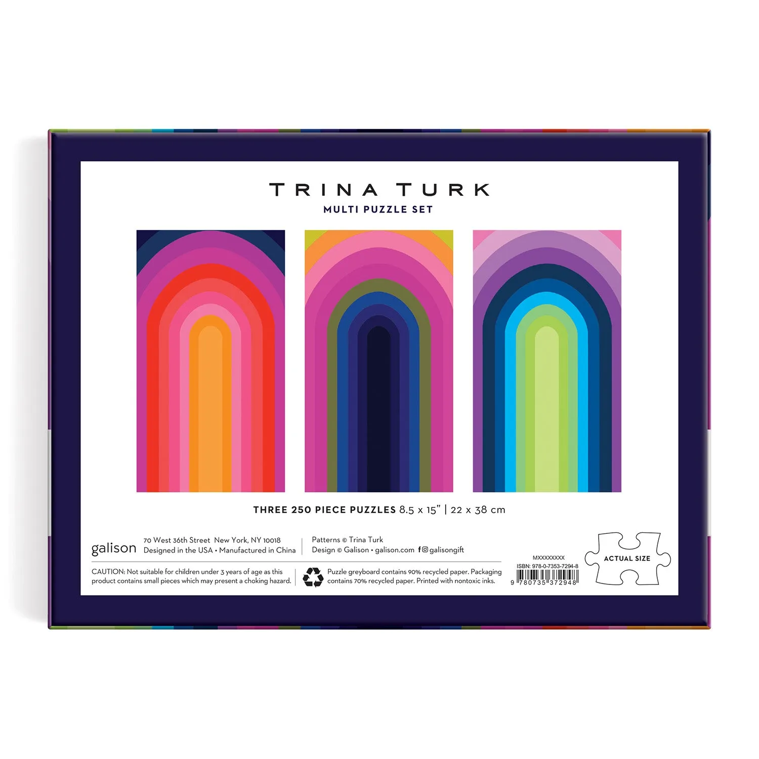Galison Trina Turk Multi Puzzle Set puslespil 3 x 250 farverigt