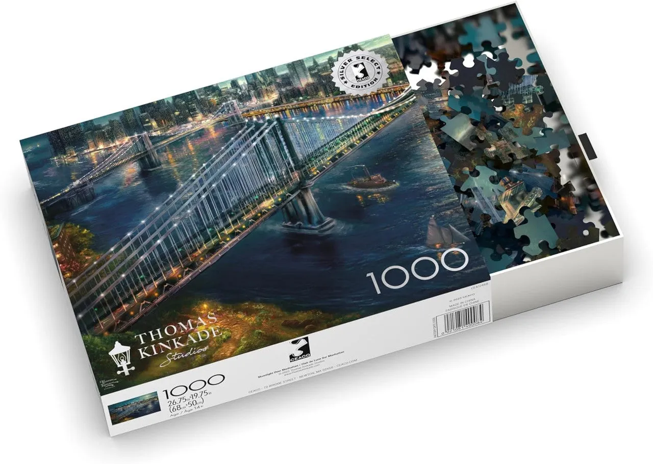 Buffalo Games Silver Select Moonlight Over Manhattan puslespil 1000 brikker natmotiv