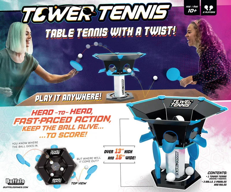 Buffalo Games Tower Tennis bordspil 2 spillere aktion