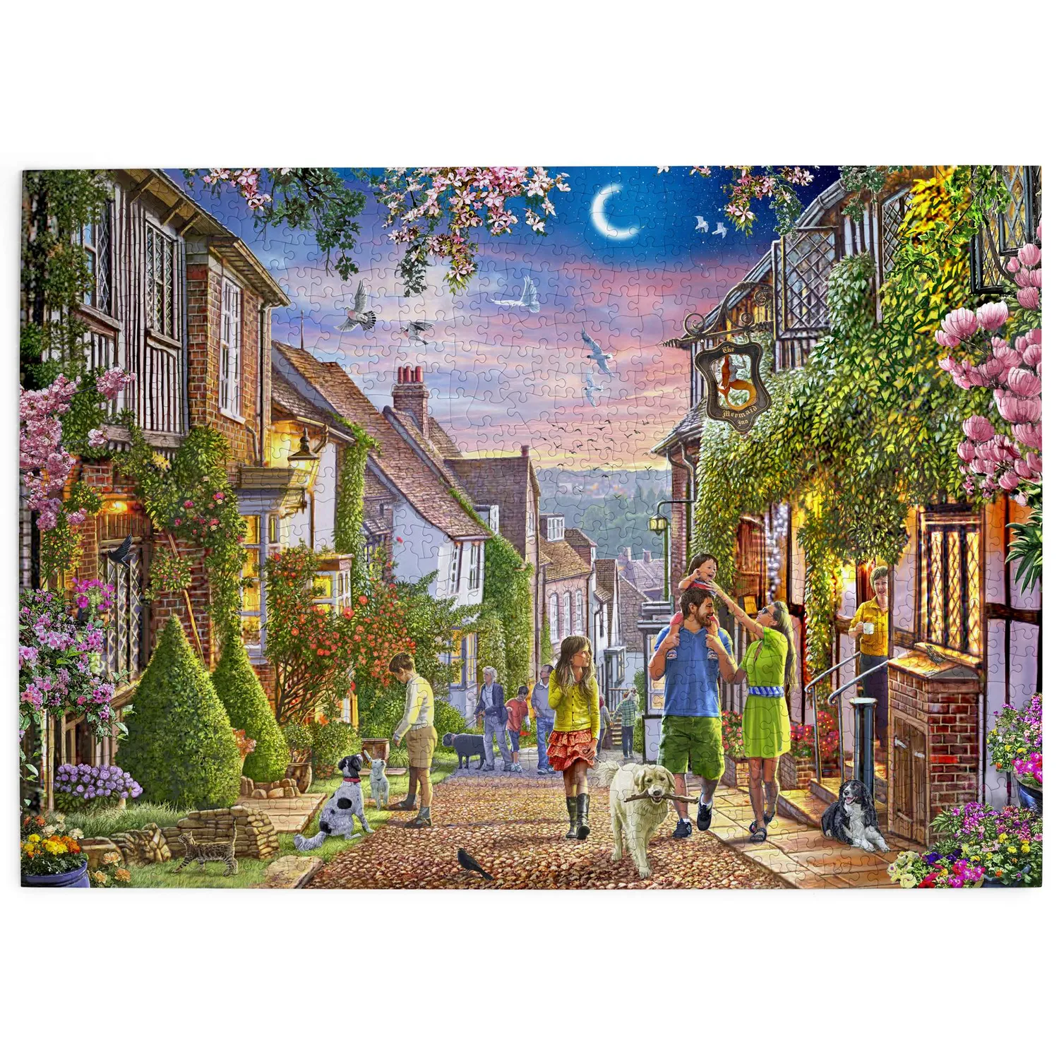 House of Puzzles Mermaid Street puslespil 1000 brikker aften