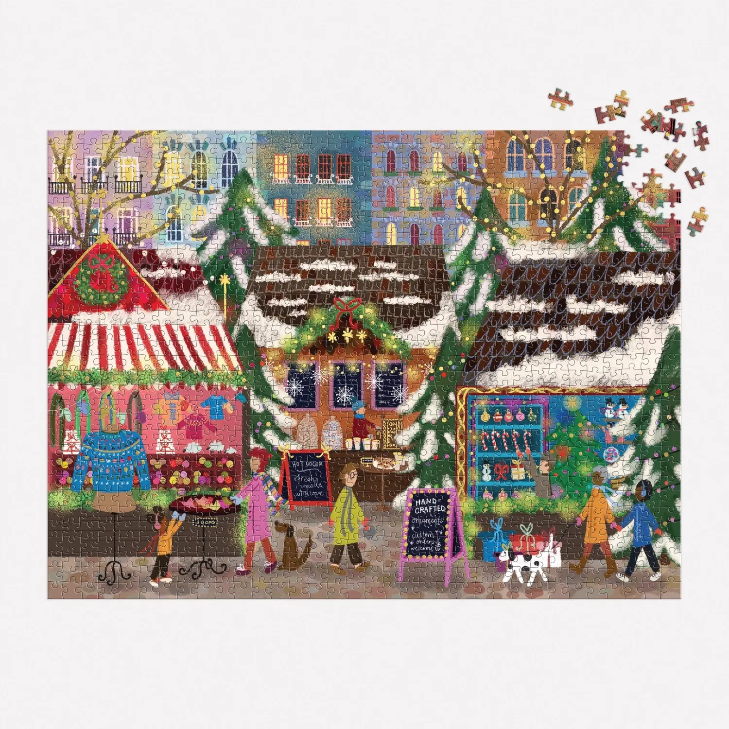 Galison Joy Laforme Merry Market puslespil 1000 brikker guld folie