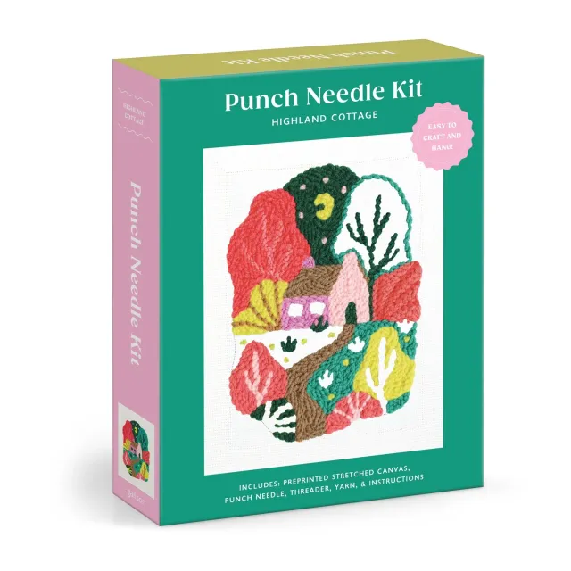 Galison Highland Cottage punch needle sæt hytte