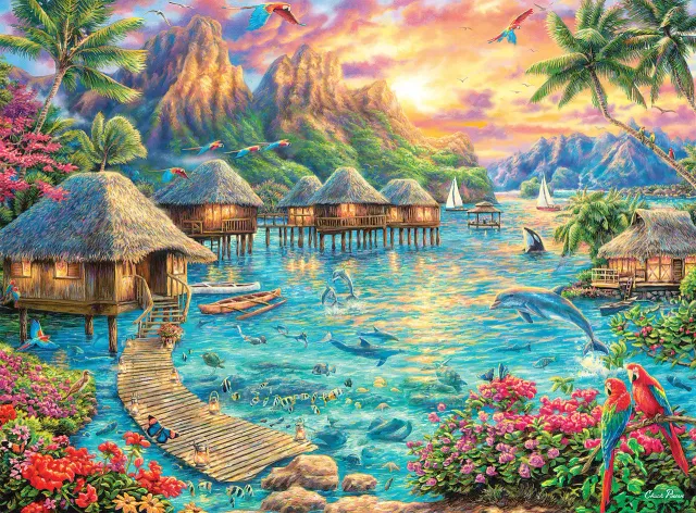 Buffalo Games Escapes Tropical Oasis puslespil 1000 brikker tropisk