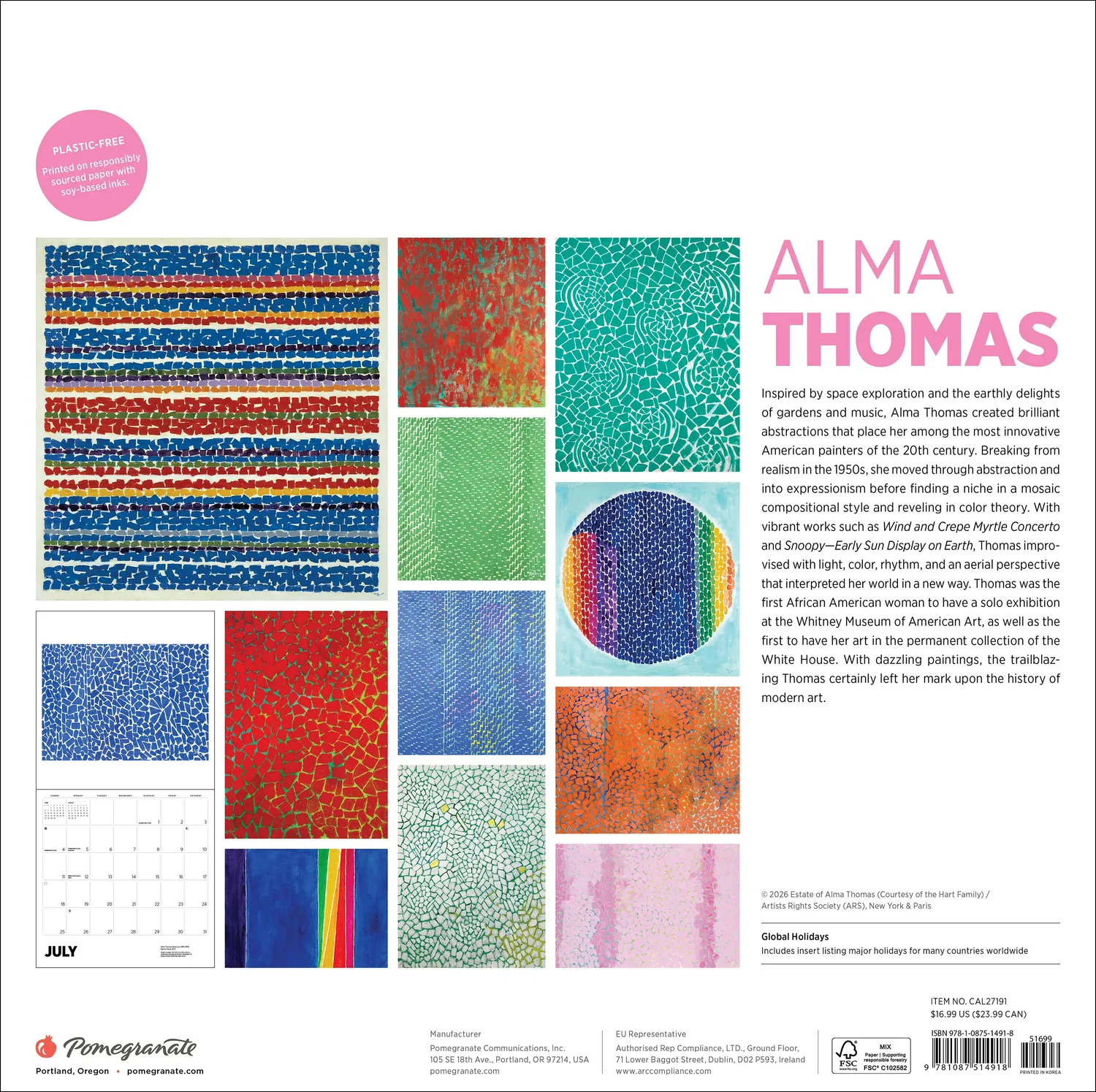 Pomegranate Alma Thomas 2027 vægkalender abstrakt