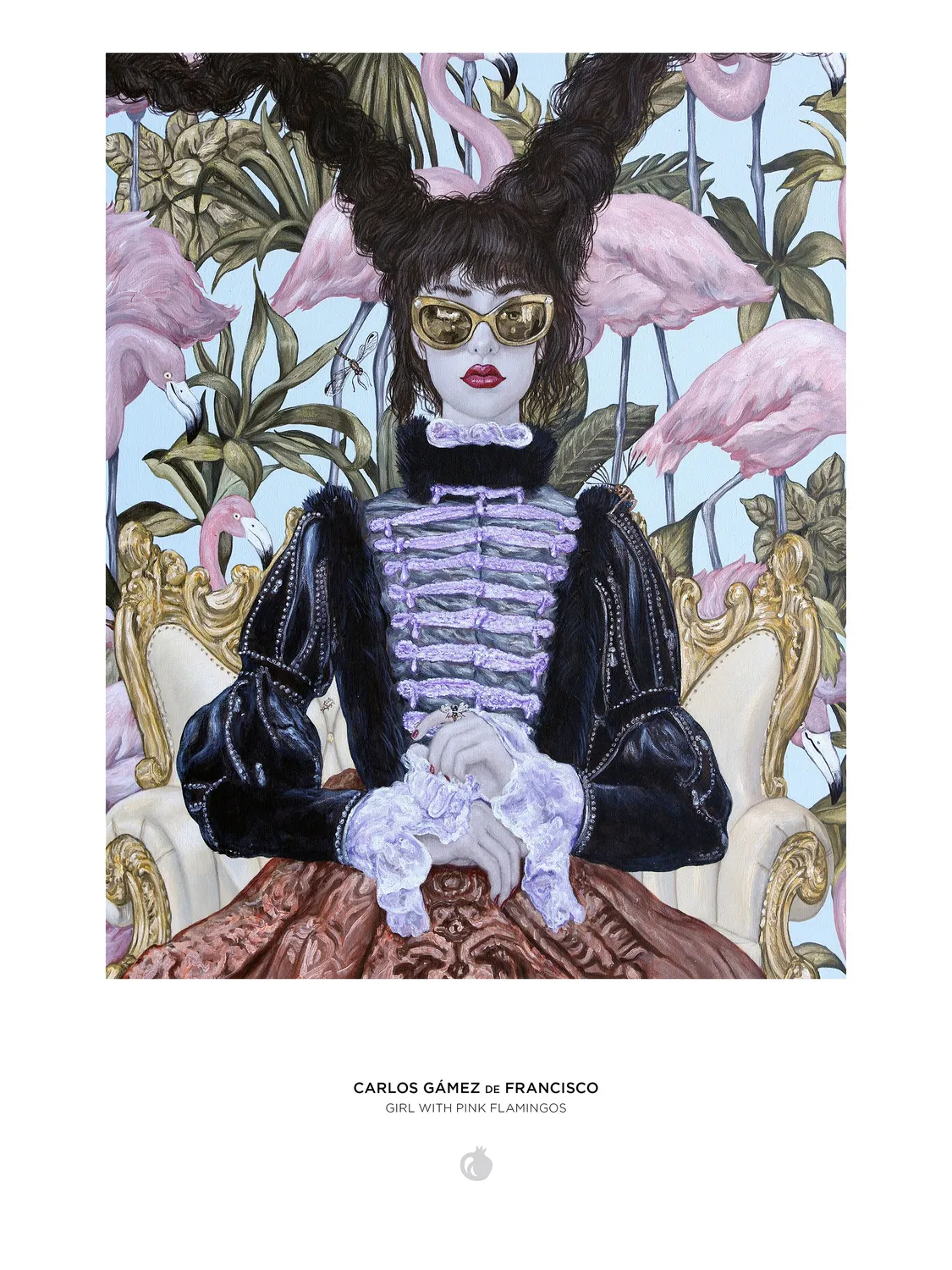 Pomegranate Carlos Gámez de Francisco Girl with Pink Flamingos puslespil 1000 brikker