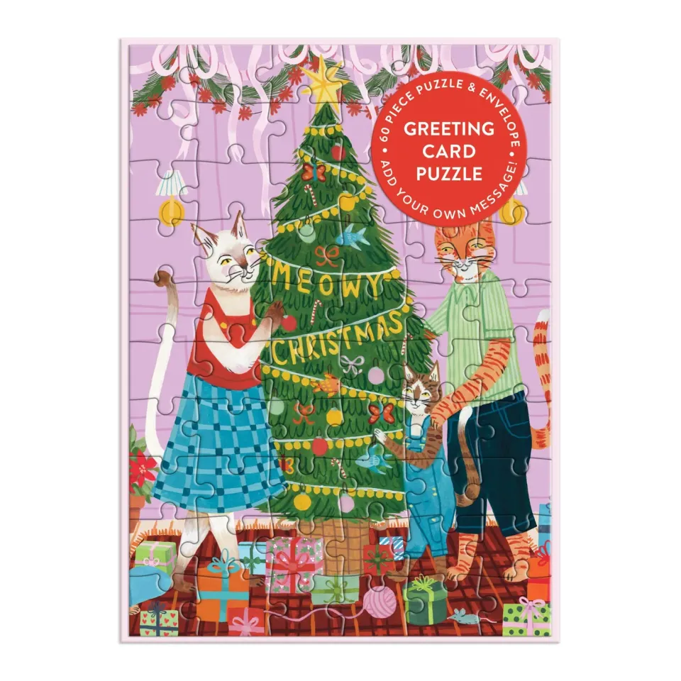 Galison Joanna Clay Meowy Christmas puslespilskort 60 brikker