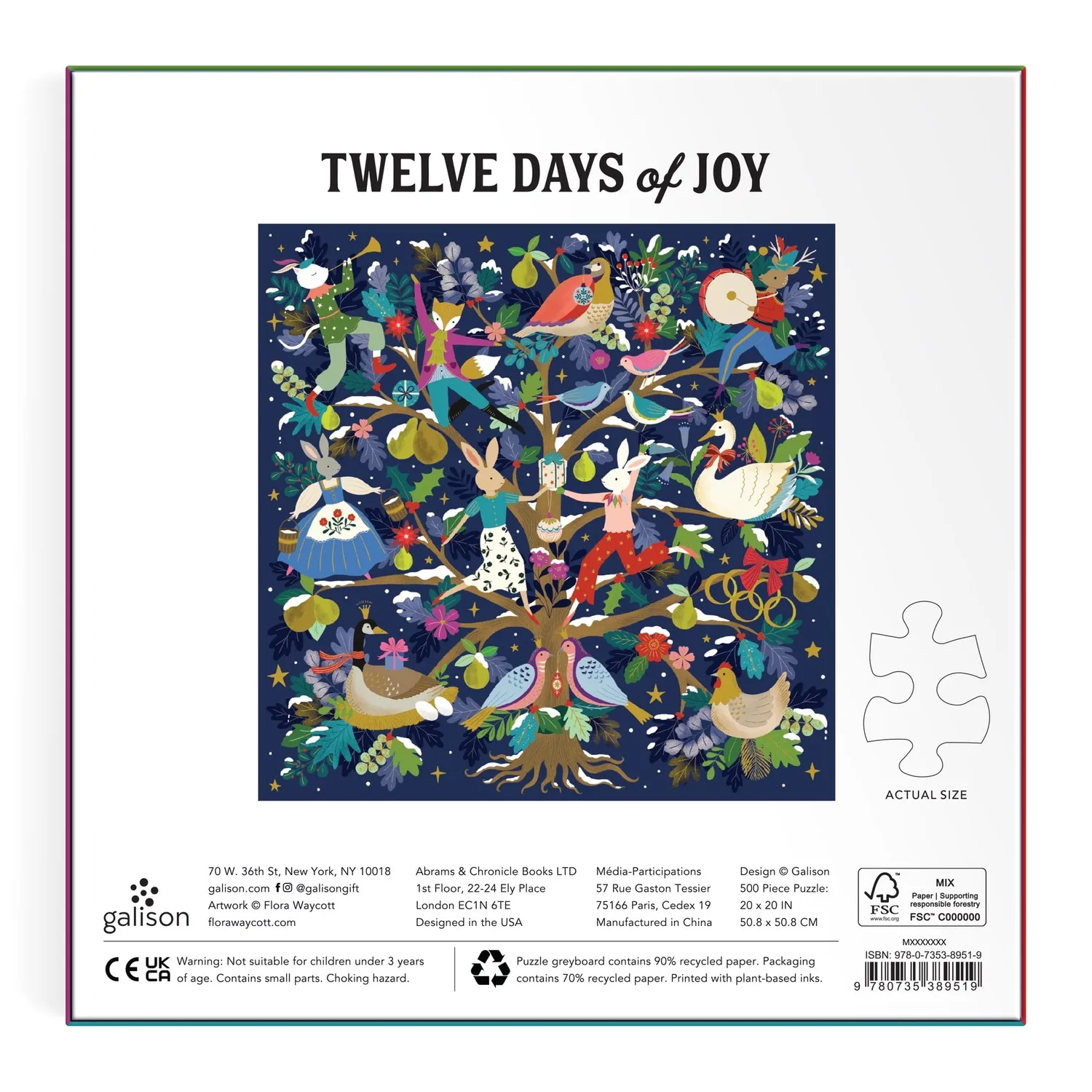 Good Puzzle Co. 12 Days of Joy puslespil 500 brikker folie jul