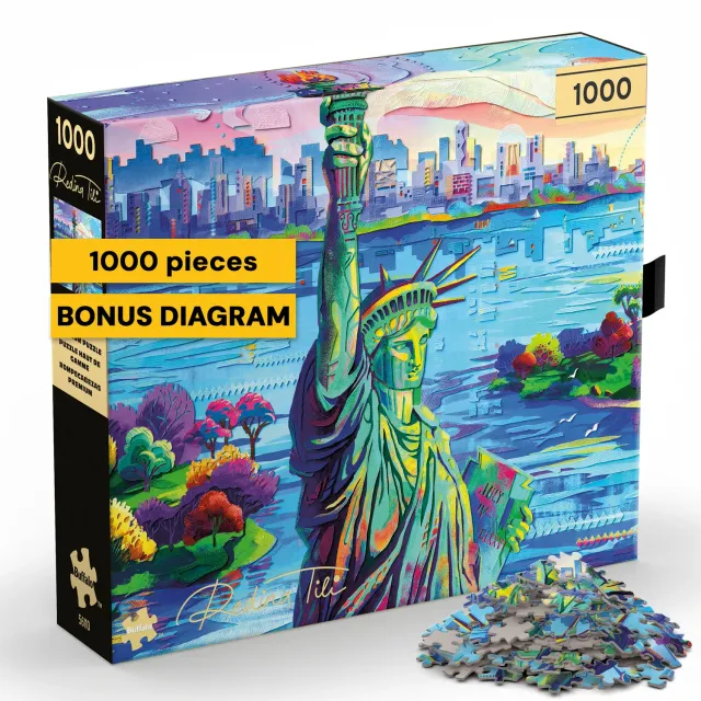 Buffalo Games Gold Celebrate Liberty puslespil 1000 brikker skyline