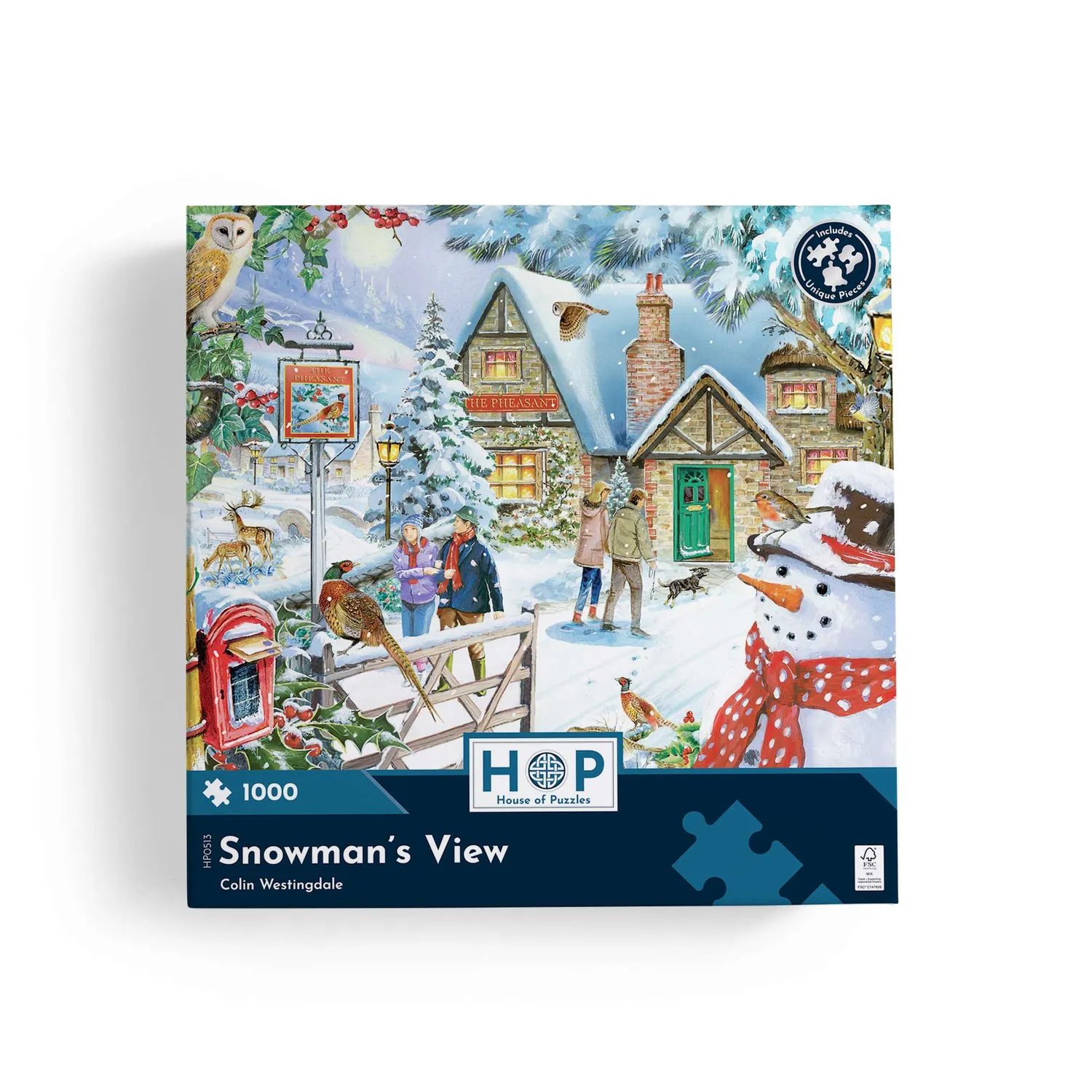 House of Puzzle Snowman's View puslespil 1000 brikker vinter