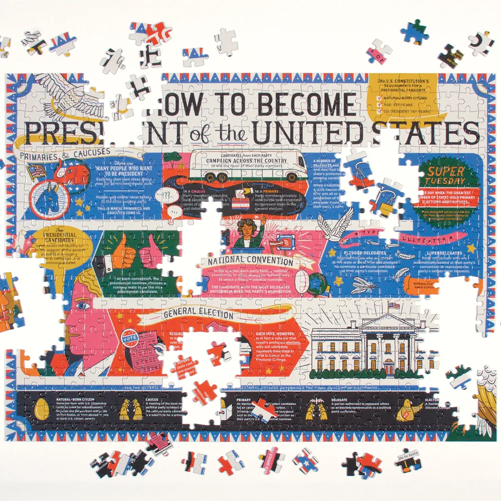 Galison How to Become President puslespil 500 brikker dobbeltsidet