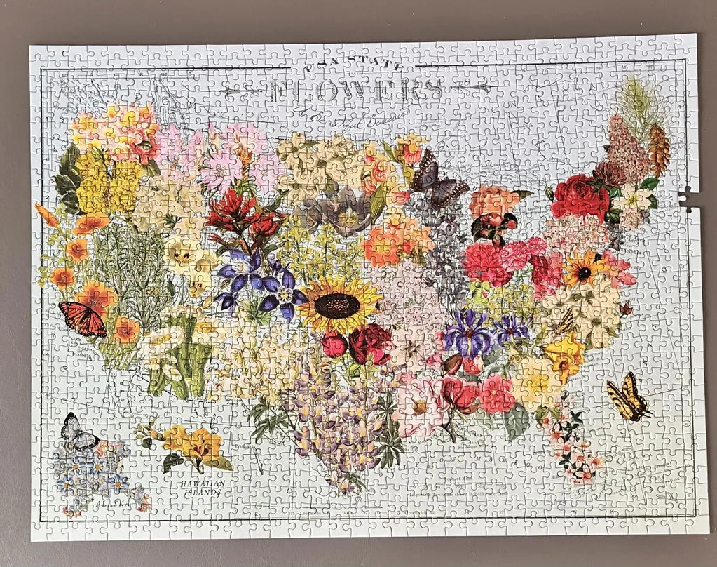 Galison Wendy Gold USA State Flowers puslespil 1000 brikker