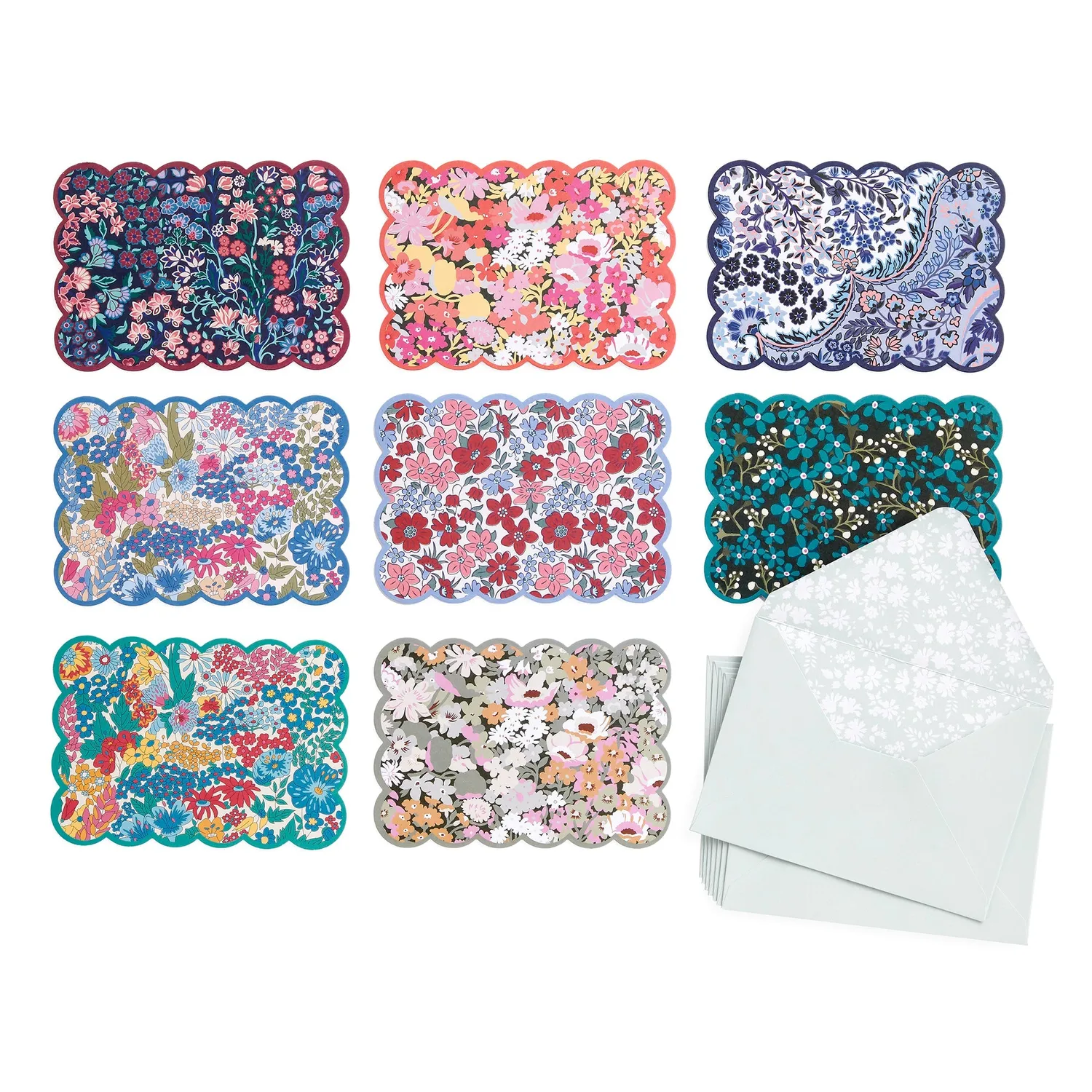 Galison Liberty Scalloped brevkort 8 stk blomster