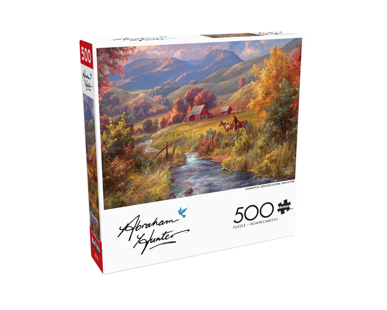 Buffalo Games Abraham Hunter Autumn Ripples puslespil 500 brikker heste