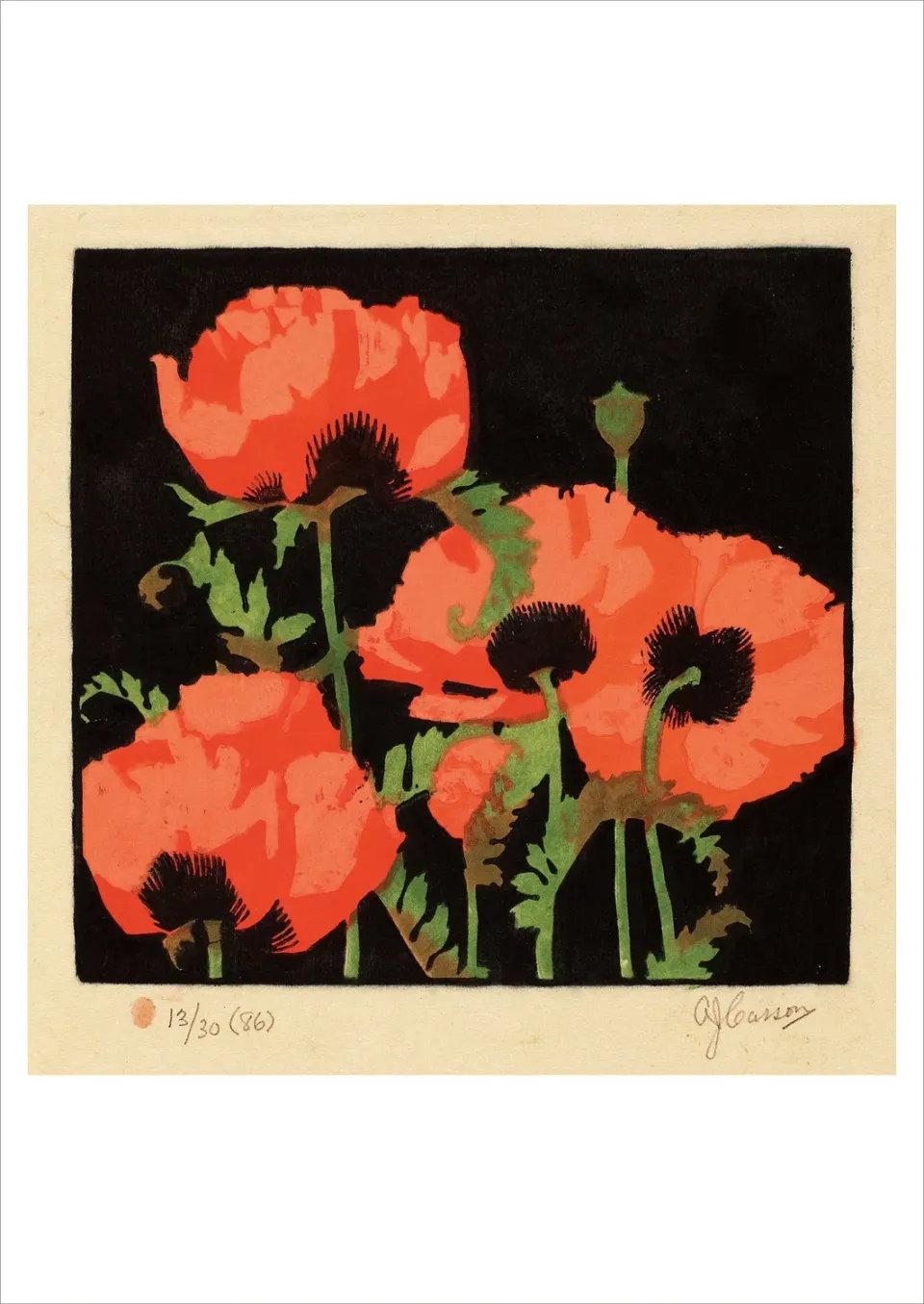 Pomegranate A.J. Casson Oriental Poppies postkort valmue