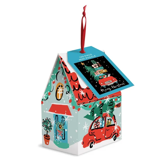 Galison Louise Cunningham Christmas Car puslespil 130 brikker ornament
