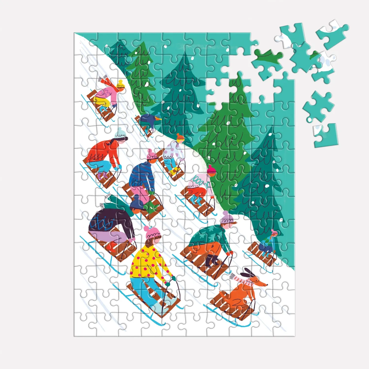 Good Puzzle Co. Winter Sledding puslespil ornament 130 brikker jul