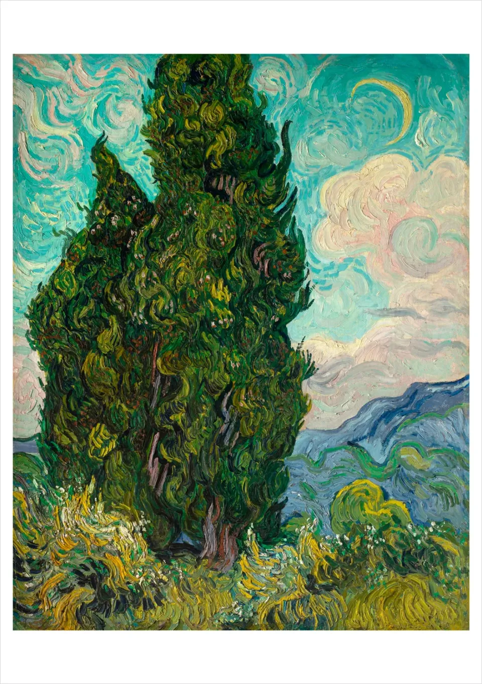 Pomegranate Van Gogh Cypresser kort landskab