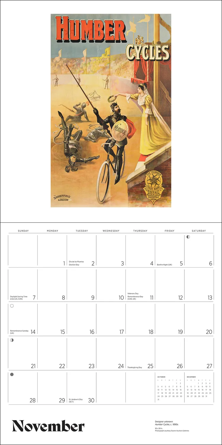 Pomegranate Bicycles Vintage Posters 2027 vægkalender