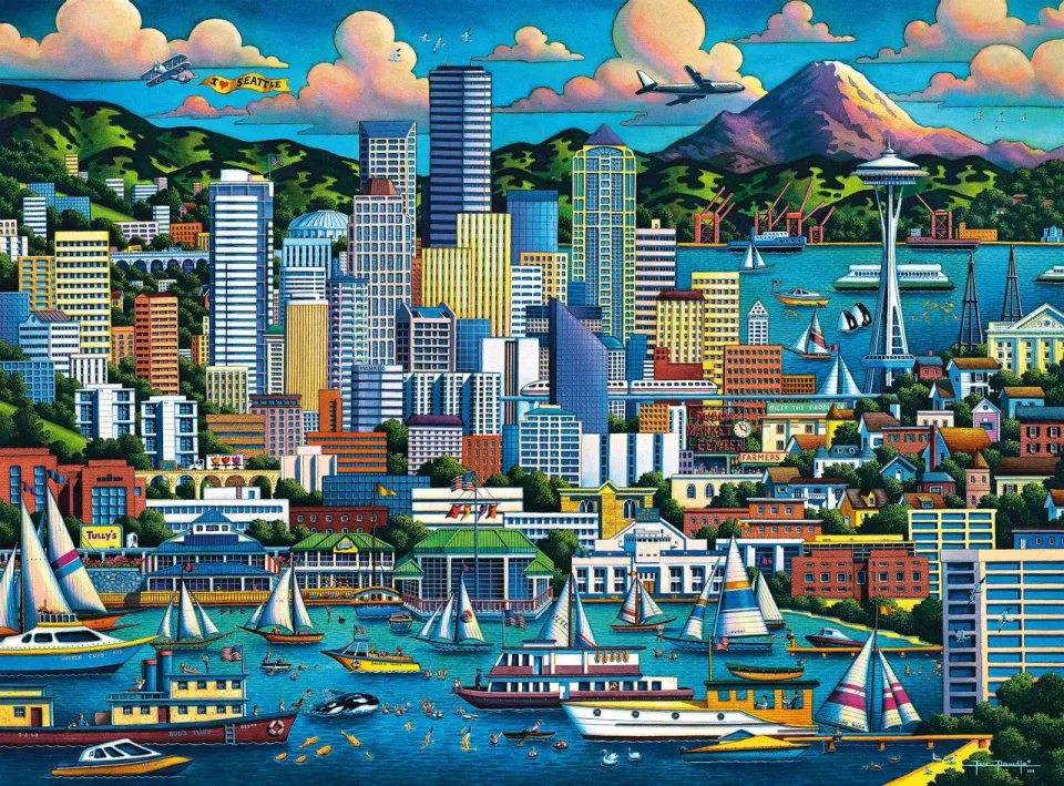 Buffalo Games Eric Dowdle Seattle puslespil 1000 brikker bymotiv