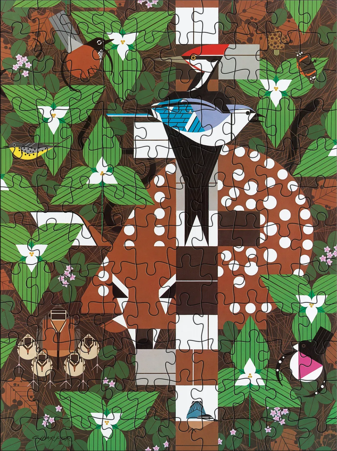 Pomegranate Charley Harper 120 brikker puslespil dobbeltsidet fugle