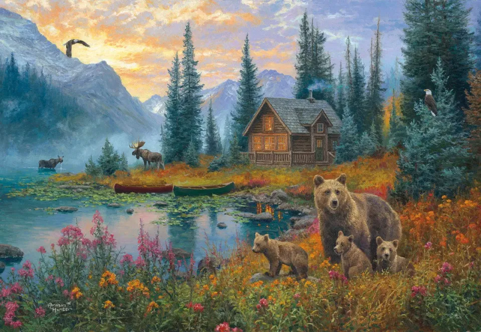 Buffalo Games Silver Select Wilderness Retreat puslespil 2000 brikker bjørn