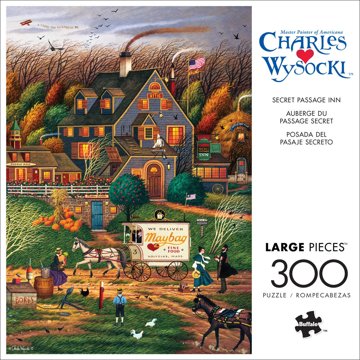 Buffalo Games Charles Wysocki Secret Passage Inn puslespil 300 store brikker kro