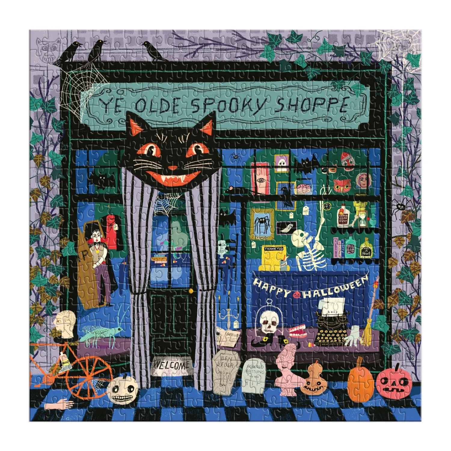 Galison Anne Bentley Ye Olde Spooky Shoppe puslespil 500 brikker halloween