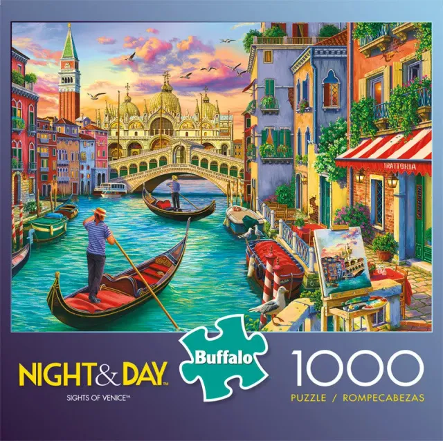 Buffalo Games Night & Day Sights of Venice puslespil 1000 brikker Venedig