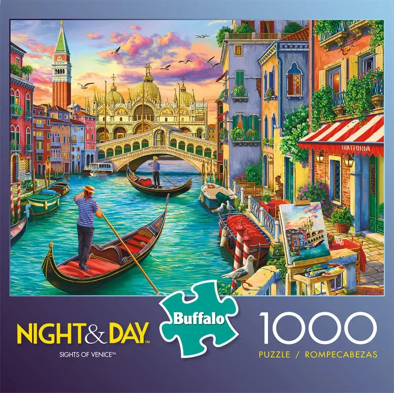 Buffalo Games Night & Day Sights of Venice puslespil 1000 brikker Venedig