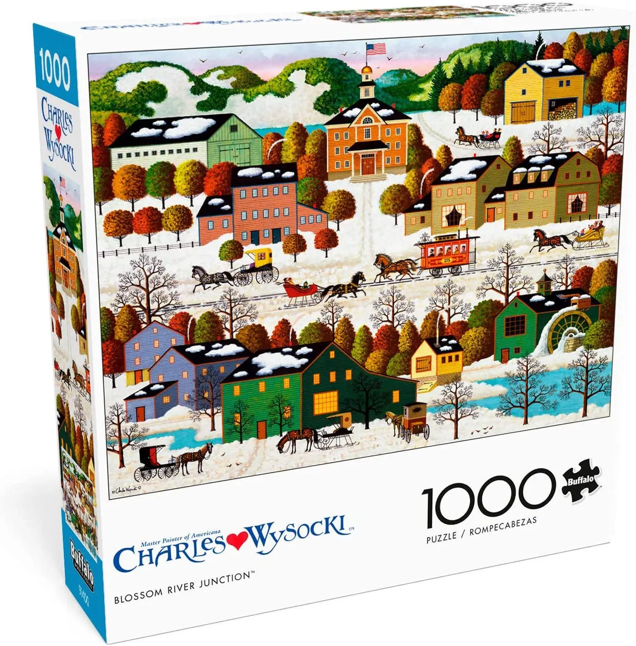 Buffalo Games Wysocki Blossom River Junction puslespil 1000 brikker sne