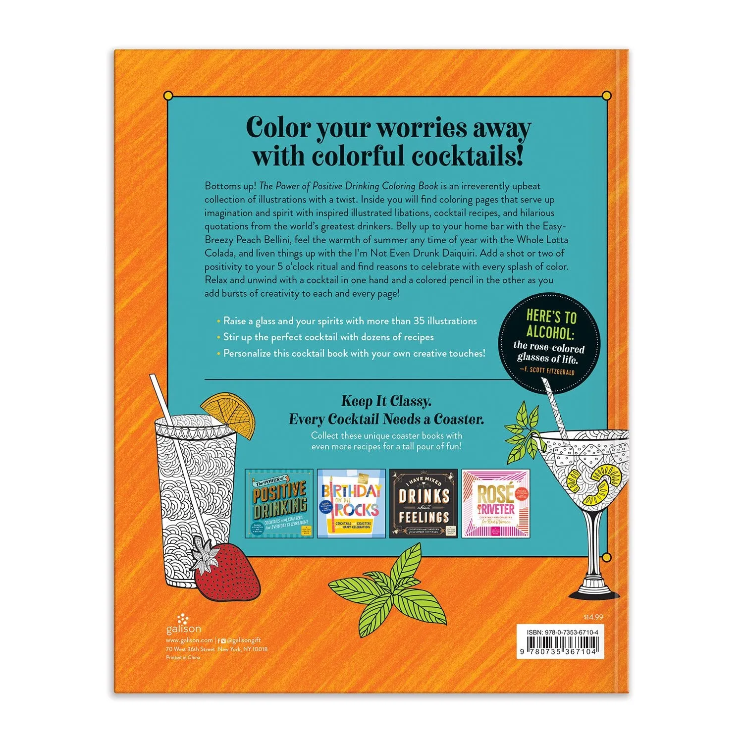 Galison Positive Drinking malebog cocktails 80 sider