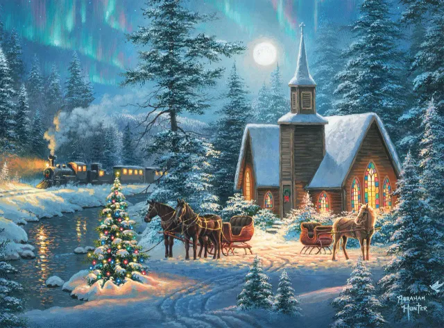 Buffalo Games Abraham Hunter Silent Night puslespil 1000 brikker jul