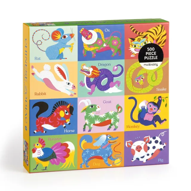 Mudpuppy Chinese Zodiac puslespil 500 brikker dyr