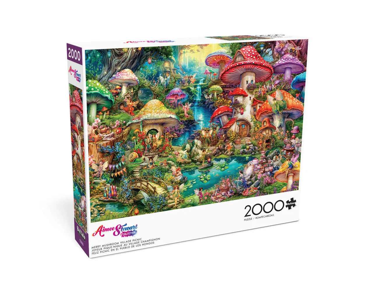 Buffalo Games Aimee Stewart Merry Mushroom Village Picnic puslespil 2000 brikker fe