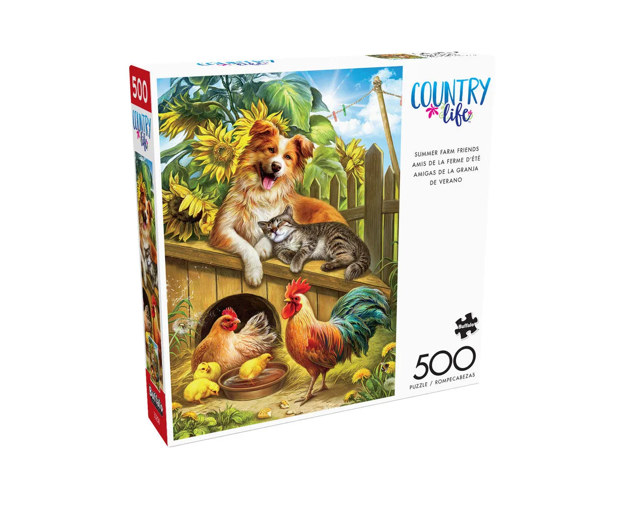Buffalo Games Country Life Summer Farm Friends puslespil 500 brikker dyr
